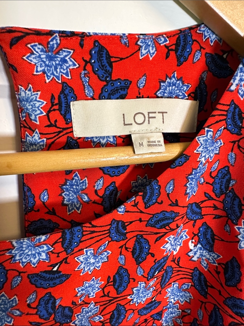 LOFT Red & Blue Floral Long Sleeve Wrap Dress - Picture 2 of 5
